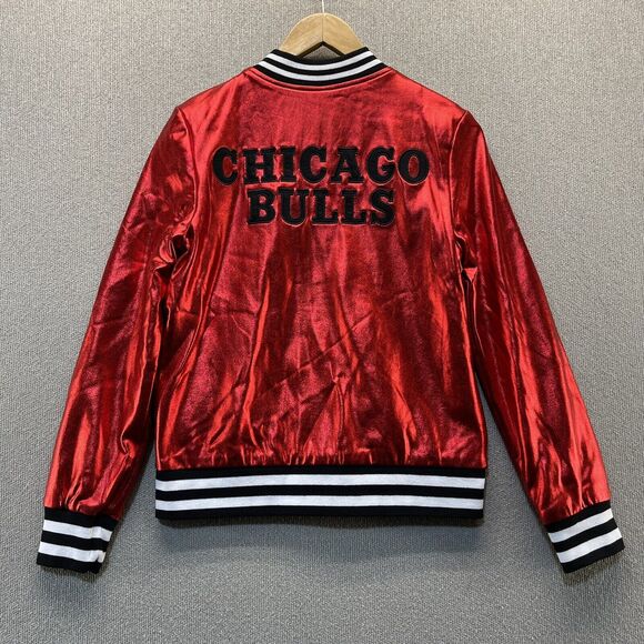 Chicago Bulls Satin Bomber Jacket Coat Youth Small The Wild Collective - Picture 2 of 8